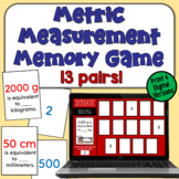 Metric Measurement Memory Game in Print and Digital