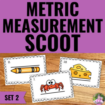 Preview of Metric Measurement Task Cards - Length Measurement Activities Scoot Game - Set 2