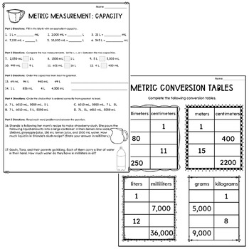 1 weight math worksheets for grade Capacity Worksheets: Metric Length, Measurements Mass,