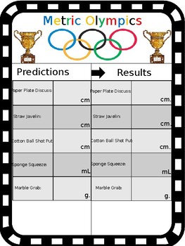 Preview of Metric Olympics Worksheet