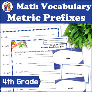 Preview of Metric Prefixes | 4th Grade Math Vocabulary Study Guide Materials and Quizzes