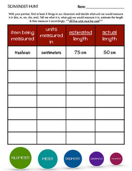 Preview of Metric Scavenger Hunt