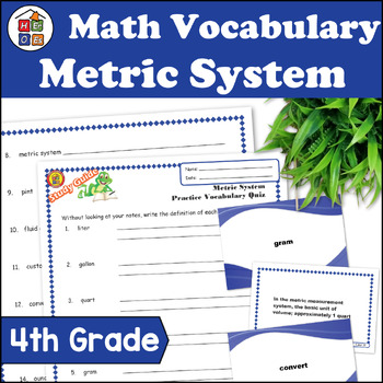 Preview of Metric System | 4th Grade Math Vocabulary Study Guide Materials and Quizzes