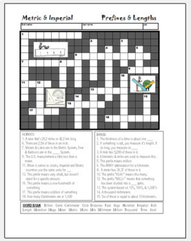 Preview of Metric System CROSSWORD PUZZLE #2 - Prefixes & Lengths  STEM