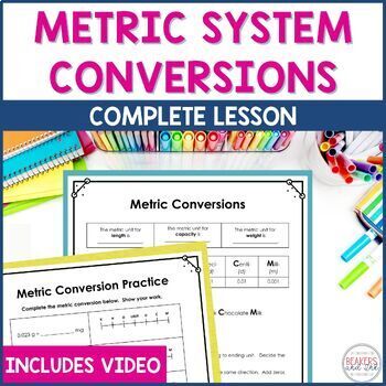 Preview of Metric Conversions Worksheet Complete Lesson | Metric Conversion Practice