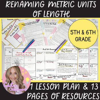 Preview of Renaming Length Math Lesson Plan│Worksheets, Game, Guided Practice│5th/6th Grade