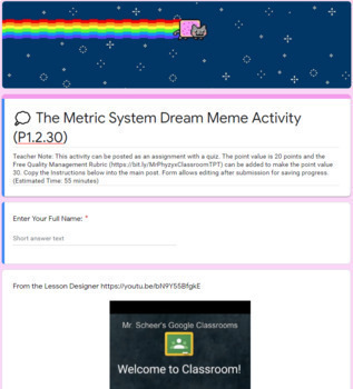 Preview of Metric System Dream Meme LinkLesson® - Online Blended Distance Remote Learning