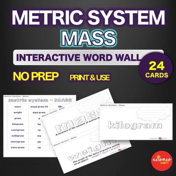Preview of Metric System - Mass Measurement - Interactive Word Wall Activity - NO PREP