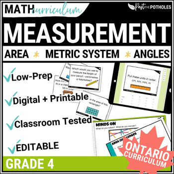 Preview of Grade 4 ONTARIO Measurement Unit: Naming Angles Metric System Area of Rectangles
