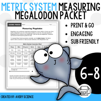 Preview of Metric System Conversions Shark Themed Work Packet