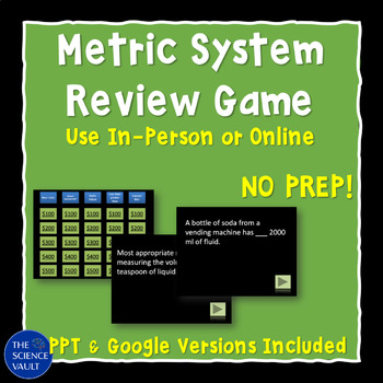 Preview of Metric System Review Game - Includes Google Version