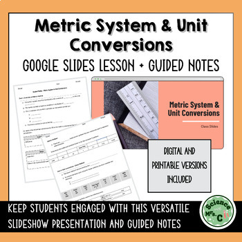 Preview of Metric System & Unit Conversions Google Slides + Guided Notes