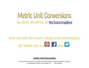 Preview of Metric Unit Conversions