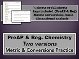 Metric and Conversions Practice - PreAP & Regular Versions