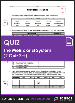 Preview of Metric or SI System of Measurement Quiz Bundle With 2 Quizzes