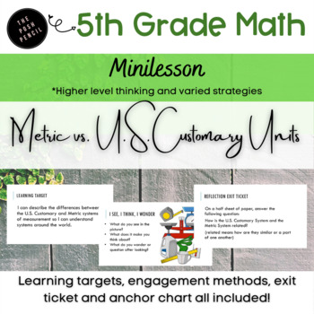 Preview of Metric vs. U.S. Customary Units Minilesson 5th Grade Math- Distance Learning