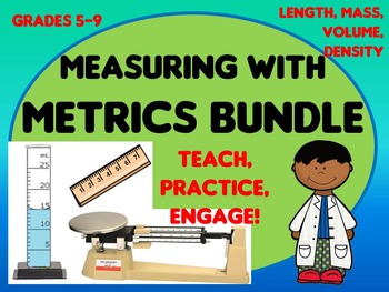 Preview of Metrics Measurement Bundle:  Teach & Review length, volume, mass, density