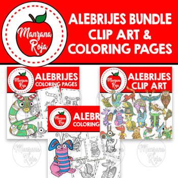Preview of Mexican Alebrijes Bundle | Coloring pages + Clip Art |