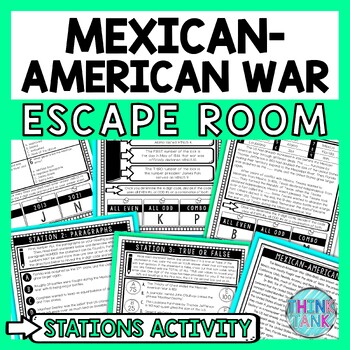 Preview of Mexican American War Escape Room Stations - Reading Comprehension Activity