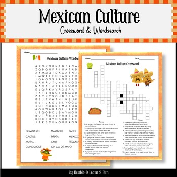 Preview of Mexican Culture Crossword & Wordsearch 3-5 European Activities Cinco De Mayo