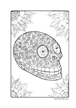 Download Day Of The Dead Skull Coloring Worksheets Teaching Resources Tpt