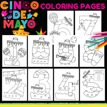 Preview of Mexican Fiesta Cinco De Mayo Coloring Pages