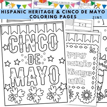 Preview of Mexican Fiesta Hispanic Heritage Month & Cinco de Mayo Coloring Pages
