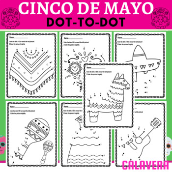 Preview of Mexican Fiesta Cinco De Mayo Dot to Dot Counting and Coloring 1-10