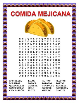 Preview of Mexican Food Web Search & Label"El Mariachi-Body Parts/Clothes-Cinco de Mayo
