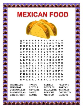 Preview of Mexican Food Word Search and Double Puzzle- Cinco de Mayo
