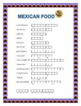 mexican food word search and double puzzle hispanic