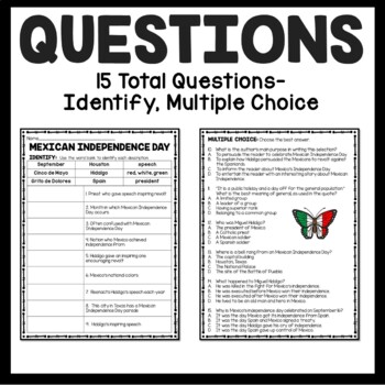 Mexican Independence Day Reading Comprehension Worksheet | TpT