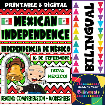 Preview of Mexican Independence - Independencia de Mexico - Reading and Worksheets - Dual