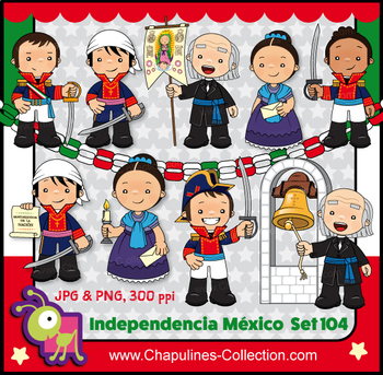 Mexican Independence clip art, Heroes, Color and B/W Bundle Set 125