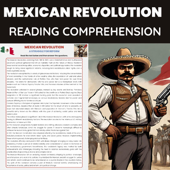 Preview of Mexican Revolution Reading Comprehension | Emiliano Zapata Pancho Villa