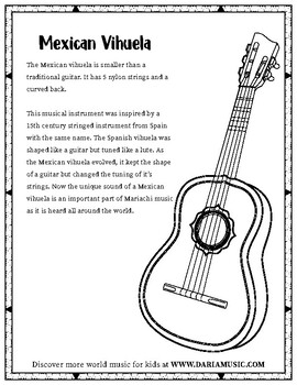 Preview of Mexican Vihuela (Musical Instrument) Coloring Page