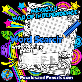 Preview of Mexican War of Independence Word Search Puzzle | Hispanic Heritage Month