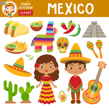 Preview of Mexican clip art Cinco de Mayo Fiesta clipart Sombrero Taco