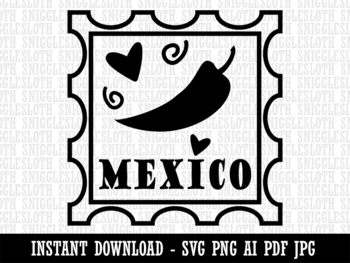 Preview of Mexico Chili Pepper Passport Travel Clipart Instant Digital Download AI PDF SVG