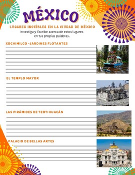 Preview of Mexico City-Amazing Places to Visit- Actividad Cultural - Worksheet/Hmwrk/Grp