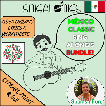 Preview of México Classic Sing Along's Bundle! 5 Video Songs plus printable worksheets