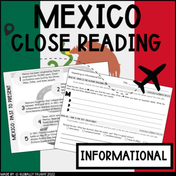 Preview of Mexico Cause & Effect Nonfiction Passage with Text Features about Mexico Culture