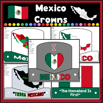 Preview of Mexico Crowns/Hats/Headbands Set 2 | Map | Flags | Crowns