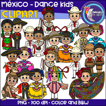 Preview of Mexico Dance Kids Clip Art Ballet Folklórico