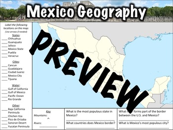 Mexico Geography Worksheet By Middle School History And Geography   Original 3088785 1 