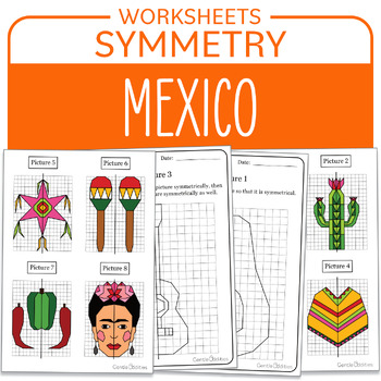 Preview of Mexico Math Activity Mexico Symmetry Frida Kahlo Cactus Hispanic Heritage Month