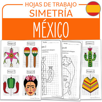 Preview of Mexico Math Activity Simetría SPANISH Mexico Symmetry Hispanic Heritage Month