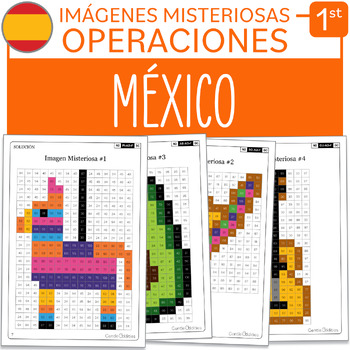 Preview of Mexico Math Mystery Pictures SPANISH Version Grade 1 Additions Subtractions