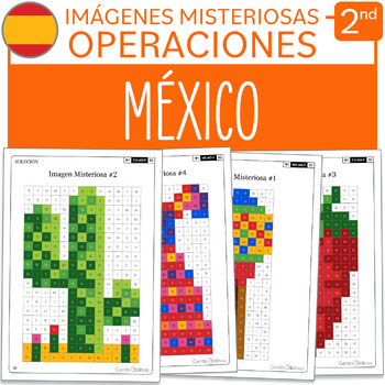 Preview of Mexico Math Mystery Pictures SPANISH Version Grade 2 Additions Subtractions