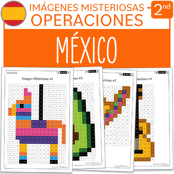 Preview of Mexico Math Mystery Pictures SPANISH Version Grade 2 Additions Subtractions